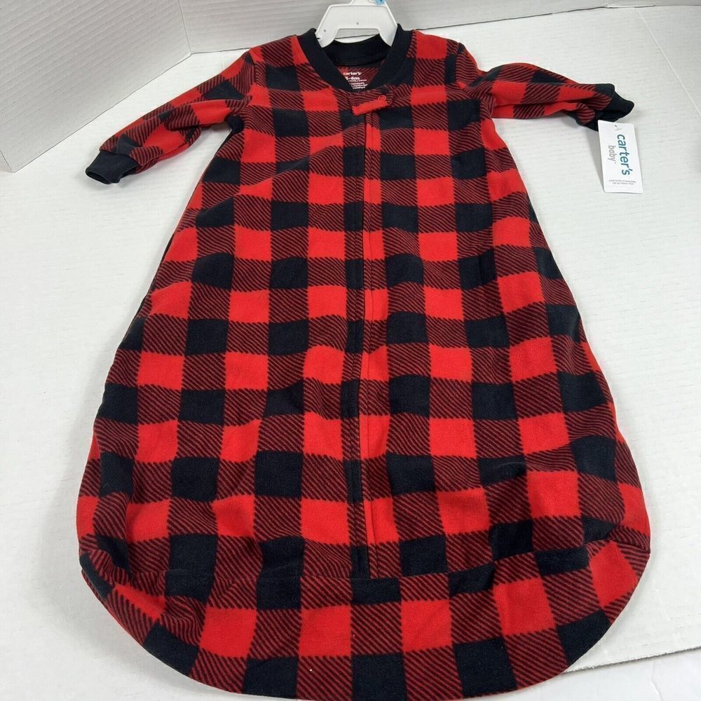 New Carter's Fleece Sleep Sack Blanket Sleeper Plaid Boy Girls Unisex 6-…